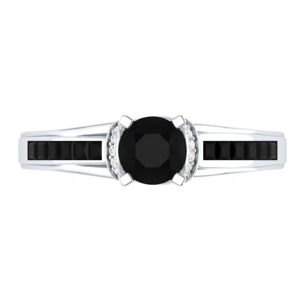New 925 Silver Round Cut black Sapphire Ring - Picture 2 of 2